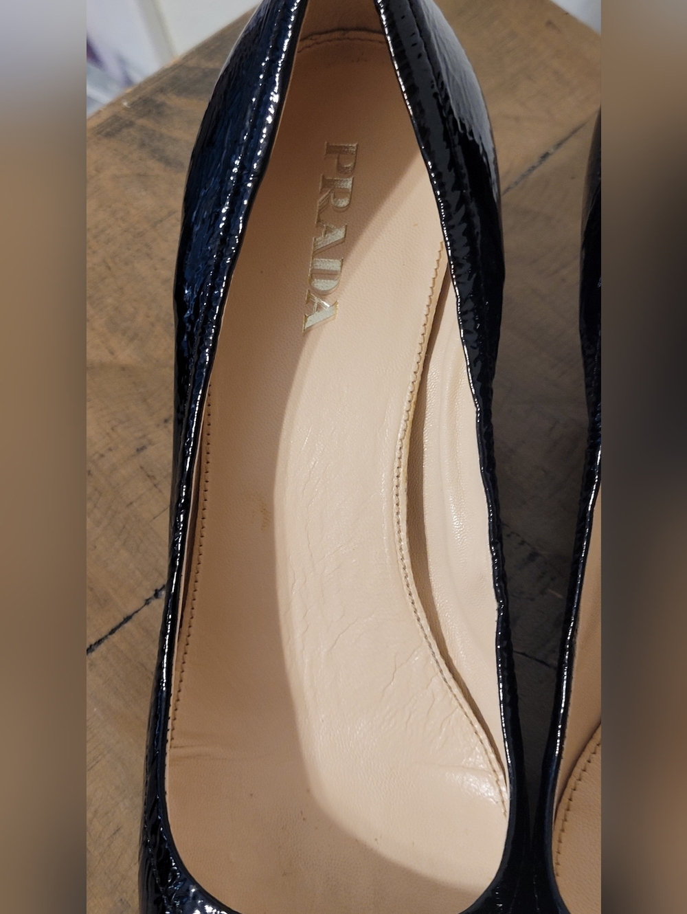 Prada Black Patent Leather Chuncky Heel s - Picture 6 of 12